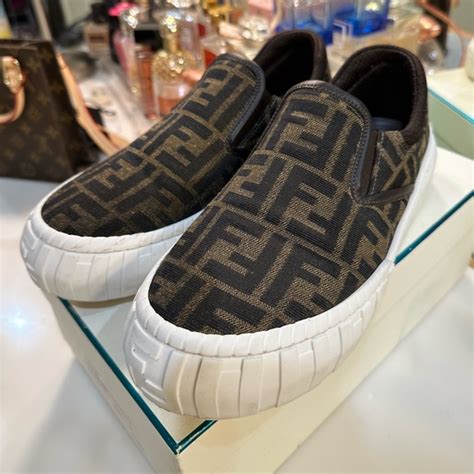 fendi slip on sneakers women|Fendi shearling trimmed sneakers.